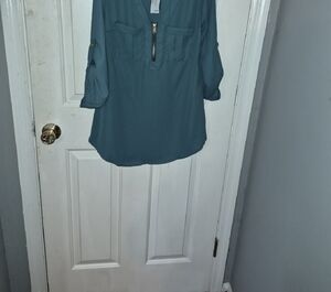 Rue21 Teal Blouse with Zipper Detail
